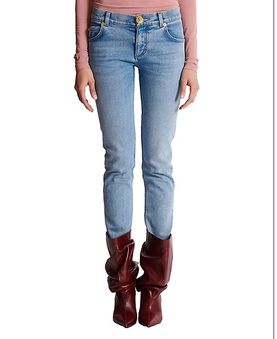 Balmain Skinny Faded Washed Denim Jeans