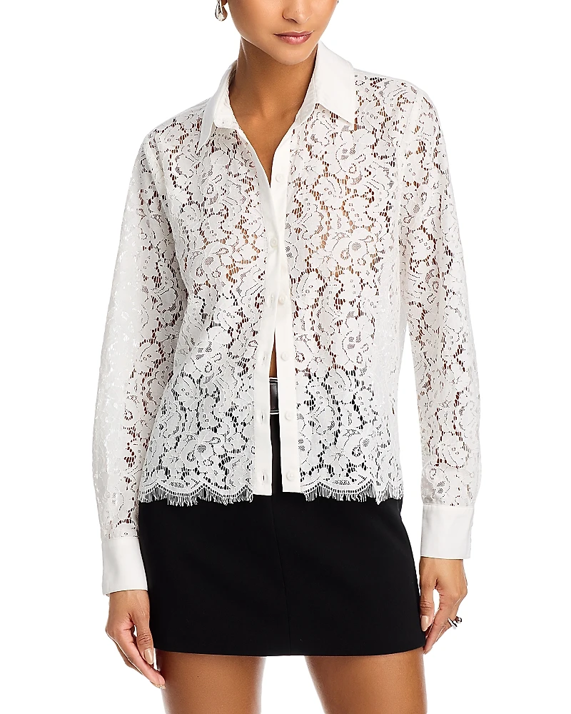 Bella Dahl Lace Contrast Button Down Shirt