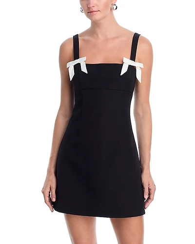 Aqua Satin Sleeveless Bow Mini Dress - Exclusive