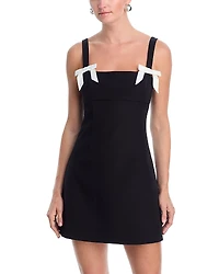 Aqua Satin Sleeveless Bow Mini Dress - Exclusive