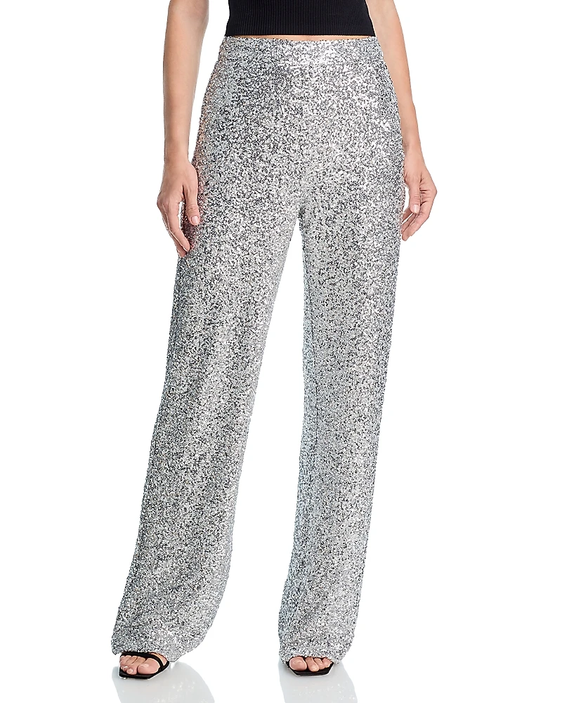 Aqua Sequin Wide Leg Pants - Exclusive