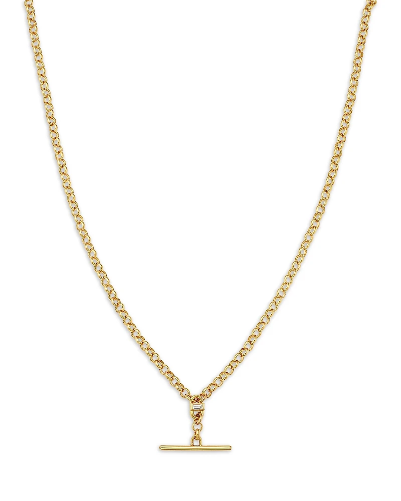 Zoe Chicco 14K Yellow Gold Baguette Diamonds Diamond Rolo Link Faux Toggle Lariat Necklace, 16-18