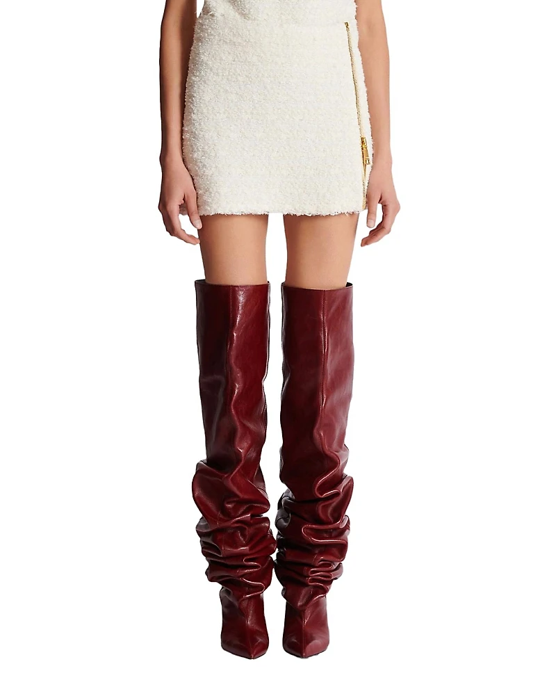 Balmain Short Zipped Tweed Skirt