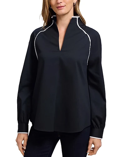 Foxcroft Daphne Long Sleeve Matte Sateen Popover Shirt