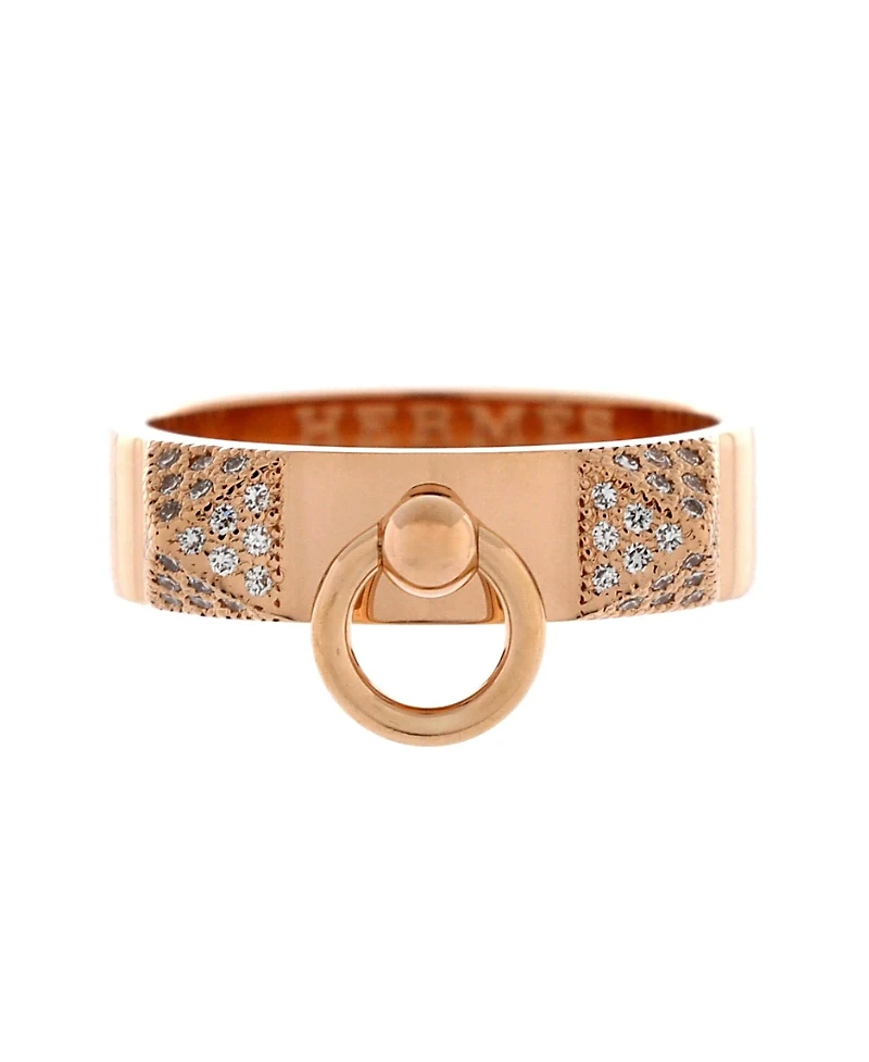 Pre-Owned HERMES Small Collier de Chien Ring 18K Rose Gold and Diamonds
