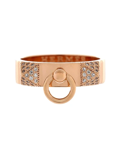 Pre-Owned HERMES Small Collier de Chien Ring 18K Rose Gold and Diamonds