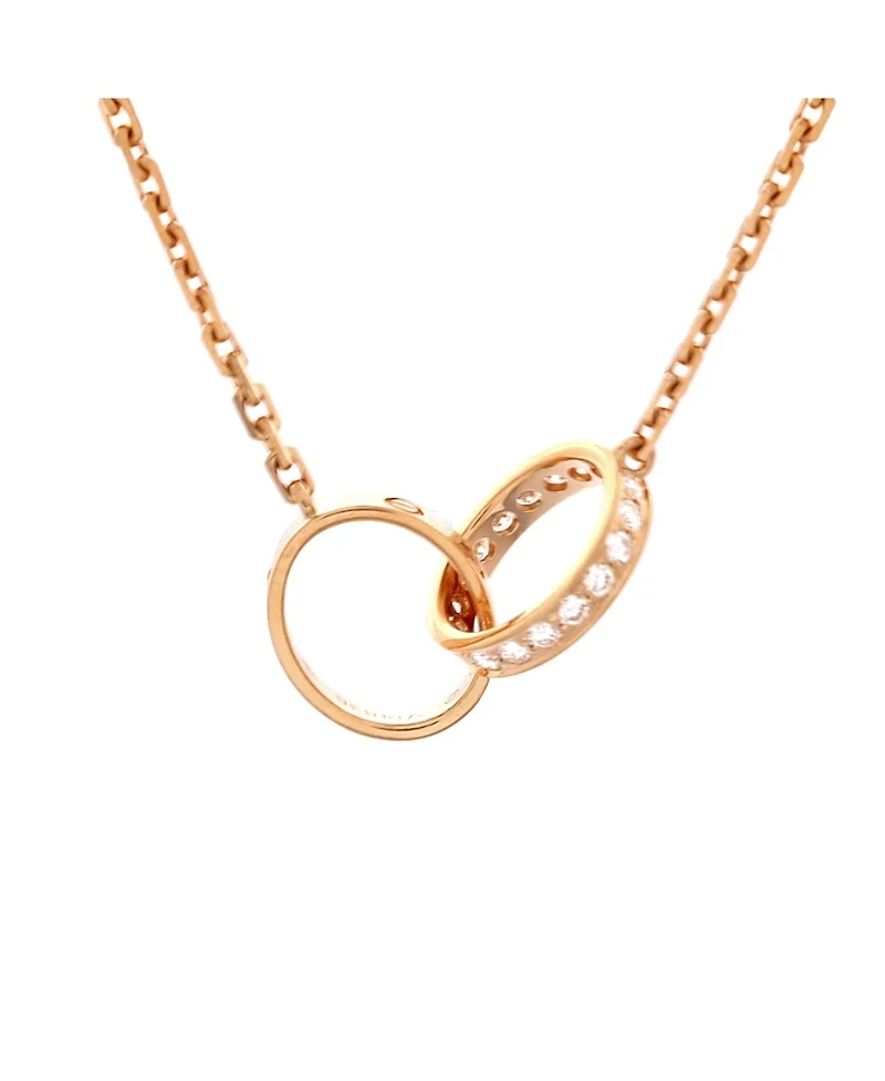 Pre-Owned Cartier Love Interlocking Necklace 18K Rose Gold with Diamonds
