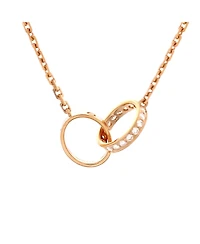Pre-Owned Cartier Love Interlocking Necklace 18K Rose Gold with Diamonds