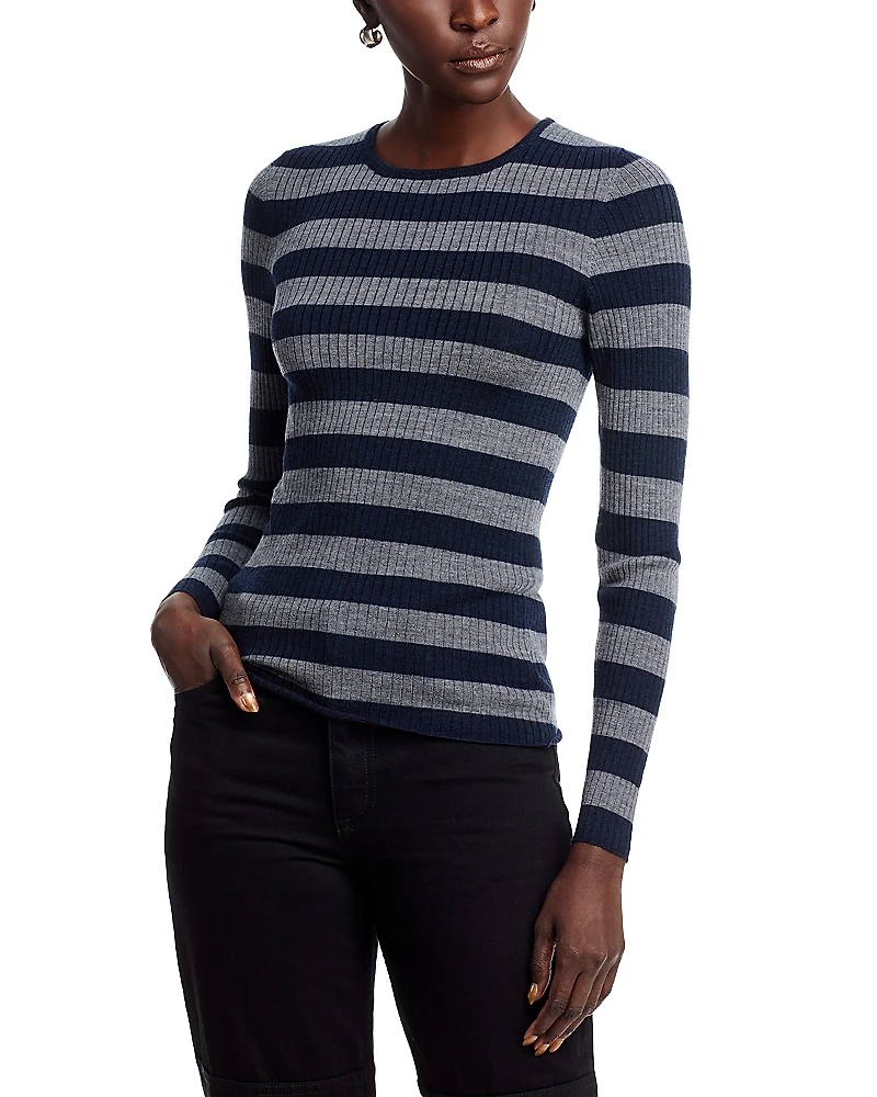 Majestic Filatures Wool Striped Long Sleeve Sweater