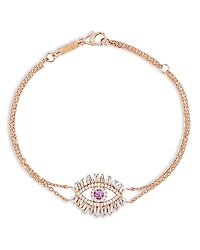 Suzanne Kalan 18K Rose Gold Evil Eye Pink Sapphire & Diamond Chain Bracelet