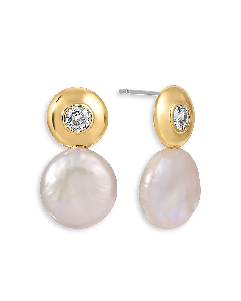 Ettika Majestic Gem Cubic Zirconia & Cultured Freshwater Pearl Drop Earrings