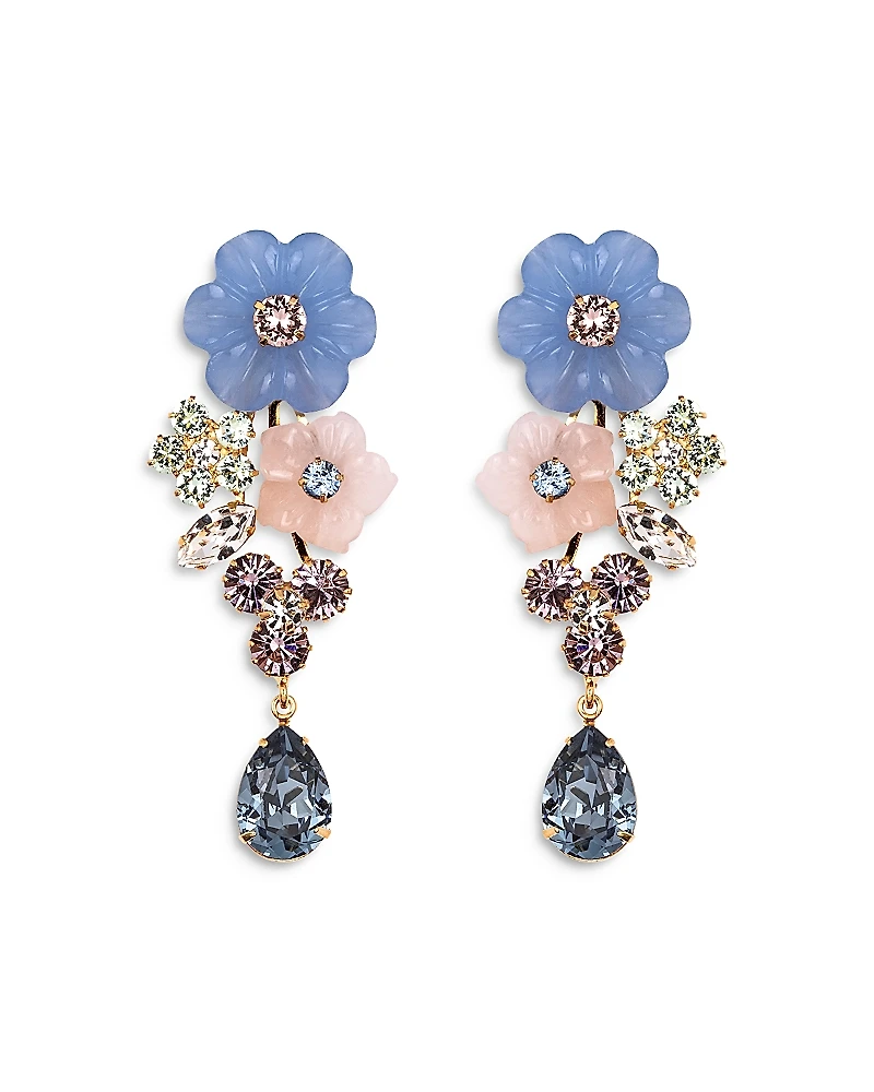 Jennifer Behr Palmina Gemstone & Crystal Flower Statement Earrings