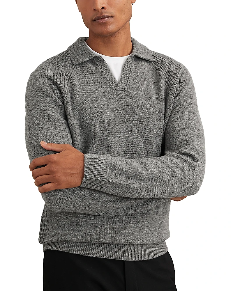 Reiss Banbury Wool & Cashmere Open Collar Sweater