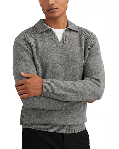 Reiss Banbury Wool & Cashmere Open Collar Sweater