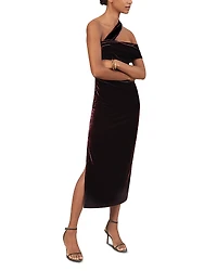 Reiss Petite Dalia One Shoulder Velvet Midi Dress