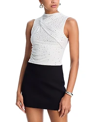 Aqua Sleeveless Crystal Jersey Top - Exclusive