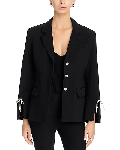 Aqua Rhinestone Bow Sleeve Blazer - Exclusive