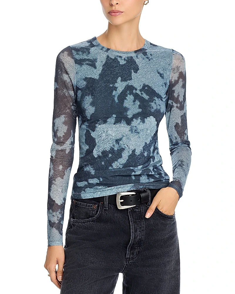 rag & bone Yana Printed Mesh Long Sleeve Tee