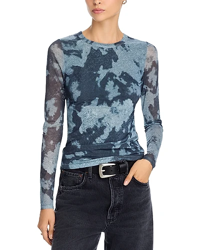 rag & bone Yana Printed Mesh Long Sleeve Tee