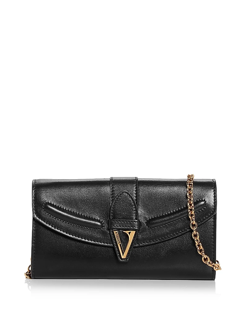 Versace V Leather Wallet On Chain