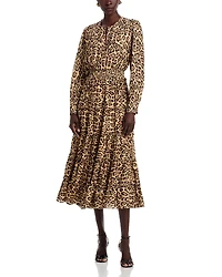 T Tahari Split-Neck Tiered Dress