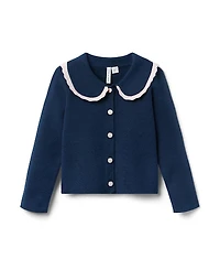 Janie and Jack Unisex Crochet Collar Cardigan - Little Kid, Big Kid