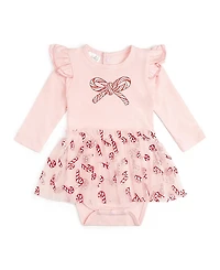 Sweet Wink Girls' Candy Cane Confetti Christmas Long Sleeve Tutu Bodysuit - Baby