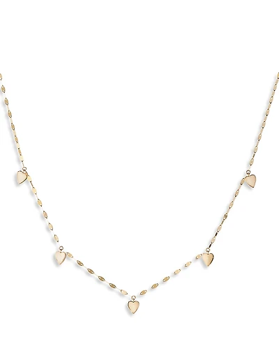 Lana Jewelry 14K Yellow Gold Polished Heart Dangle Station Necklace, 16