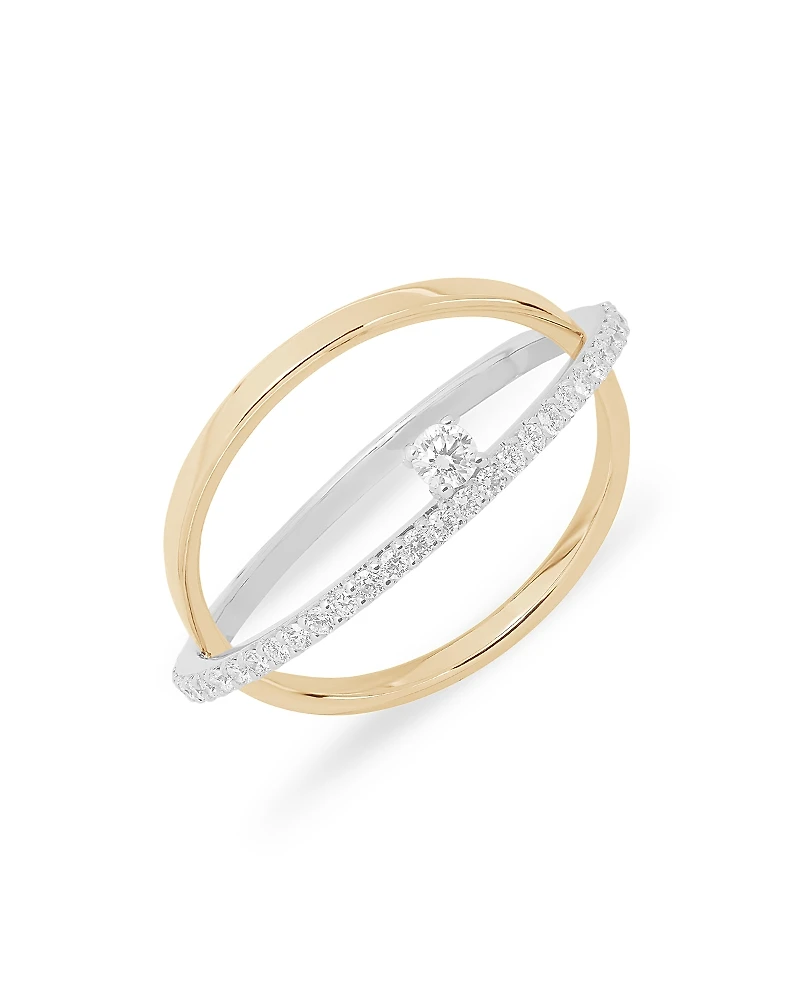 Lana Jewelry 14K White & Yellow Gold Diamond Pave Crossover Ring