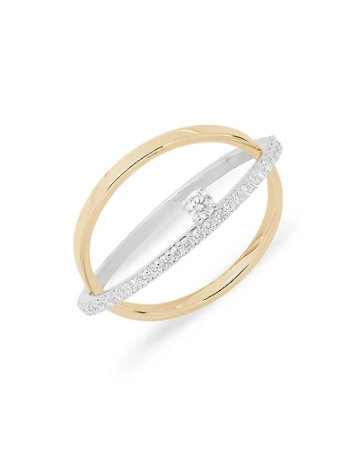 Lana Jewelry 14K White & Yellow Gold Diamond Pave Crossover Ring