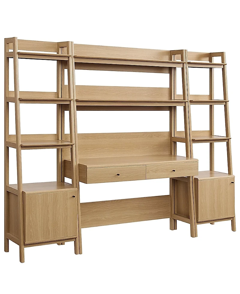 Modway Bixby 3-Piece Wood Office Desk and Bookshelf