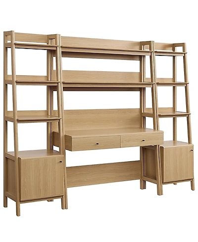 Modway Bixby 3-Piece Wood Office Desk and Bookshelf