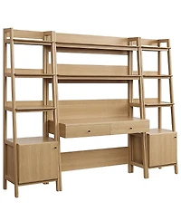 Modway Bixby 3-Piece Wood Office Desk and Bookshelf