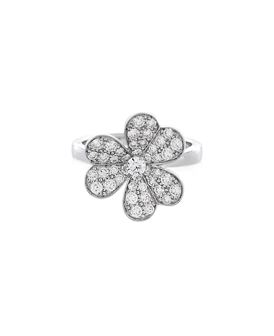 Pre-Owned Van Cleef & Arpels Frivole 1 Flower Ring 18K White Gold with Pave Diamonds