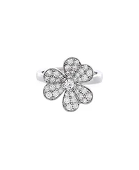 Pre-Owned Van Cleef & Arpels Frivole 1 Flower Ring 18K White Gold with Pave Diamonds