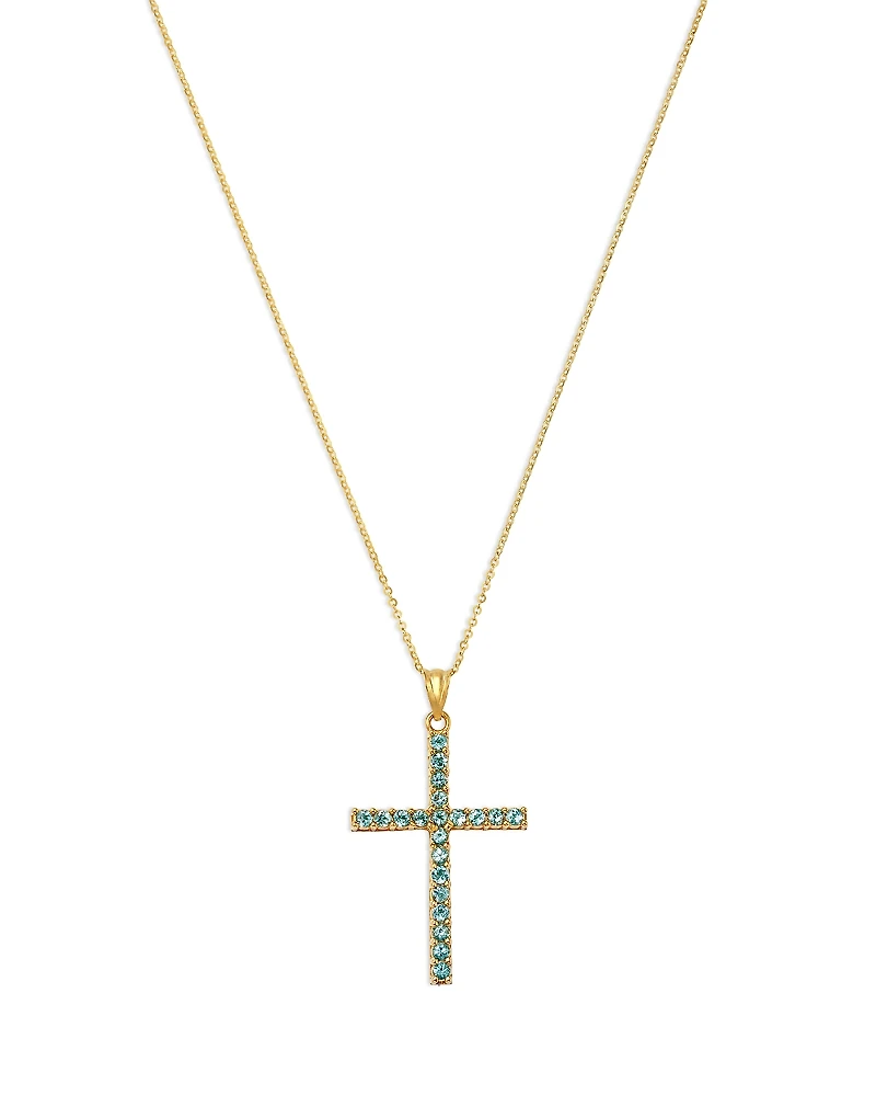 Bloomingdale's Fine Collection Blue Topaz Cross Pendant Necklace