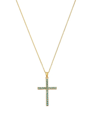 Bloomingdale's Fine Collection Blue Topaz Cross Pendant Necklace