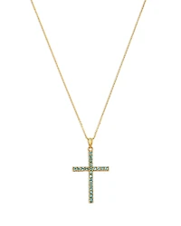 Bloomingdale's Fine Collection Blue Topaz Cross Pendant Necklace