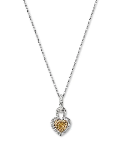 Bloomingdale's Fine Collection White & Yellow Diamond Heart Pendant Necklace