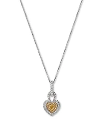 Bloomingdale's Fine Collection White & Yellow Diamond Heart Pendant Necklace