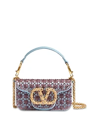 Valentino Garavani Loco Small Embellished VLogo Moire Convertible Shoulder Bag