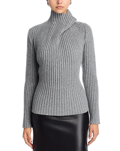 Victoria Beckham Draped Wool Blend Turtleneck Sweater