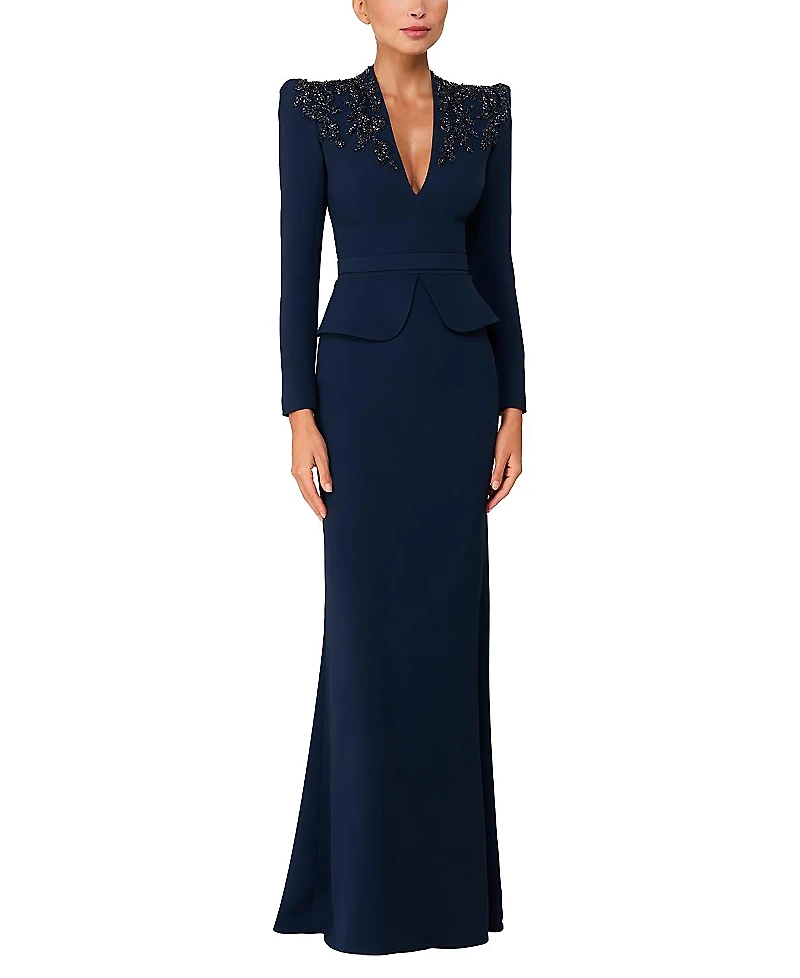 Jenny Packham Night flowering Sequin-embellished V-neck Maxi Dress