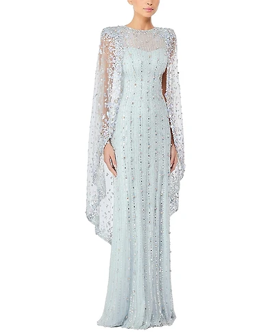 Jenny Packham Blaize Sequin-embellished Cape Maxi Dress