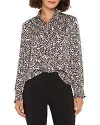 Nic+Zoe Little Leopard Mock Neck Blouse