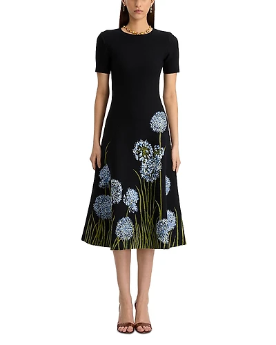Oscar de la Renta Jacquard Allium Print Dress