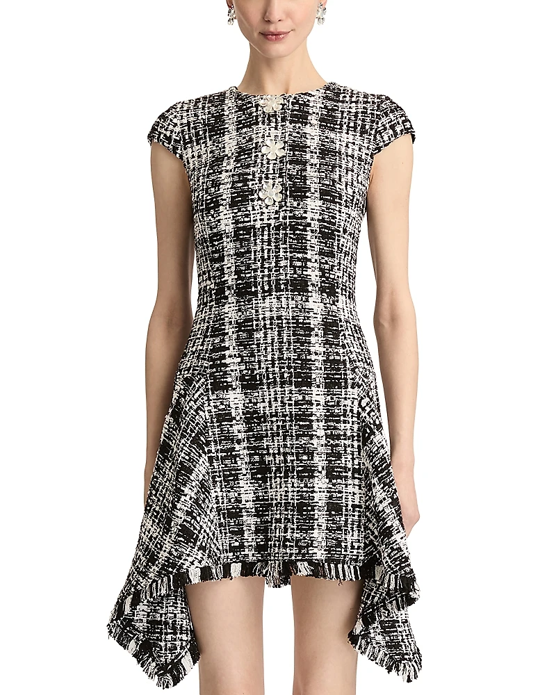 Oscar de la Renta Boucle Tweed Ruffle Dress