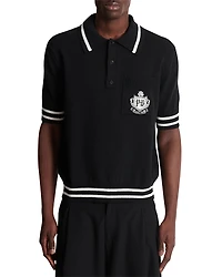 Balmain College Emblem Short Sleeve Polo Sweater