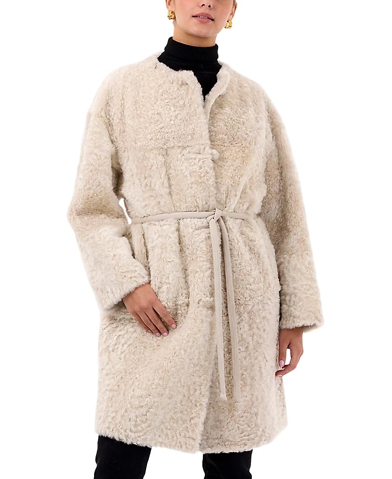 Gorski Reversible Collarless Shearling Coat