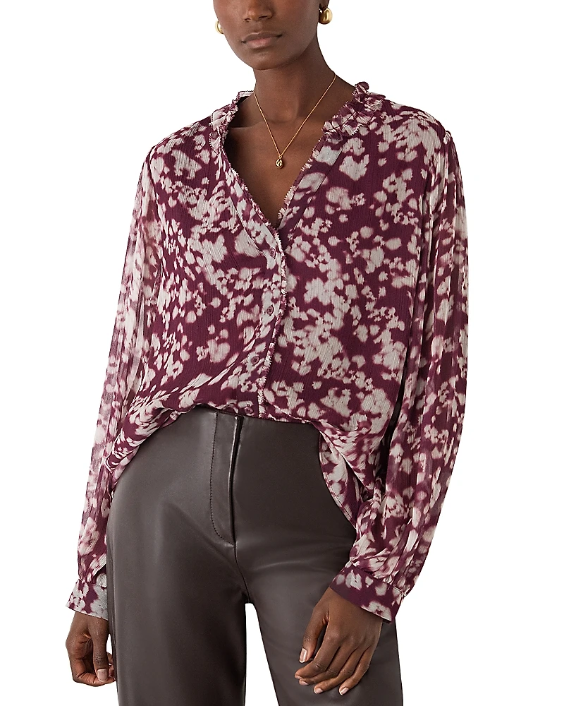Whistles Inky Floral Long Sleeve Blouse
